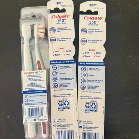 NWT Bundle Colgate 360 and Total Foaming Soft Toothbrush - Picture 2 of 2